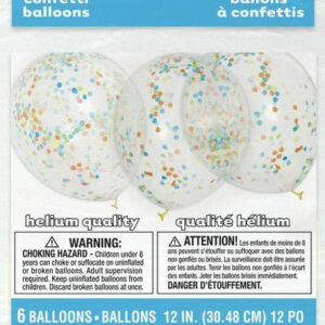 Palloncini in Lattice Trasparente 12” 30 cm con coriandoli Multicolor 6 pz