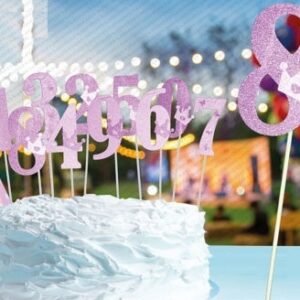 Cake Topper numero 8 Rosa glitter 34,5×9 cm *