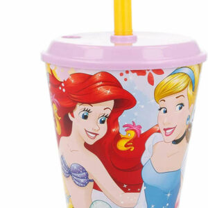 Bicchiere con Coperchio e Cannuccia Principesse Disney *