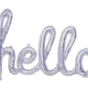 Palloncino Super Shape 72×45 cm Argento Olografico scritta Hello*