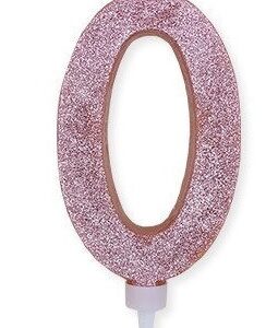 Candela Numero 0 Rosa Gold Glitter 15 cm *