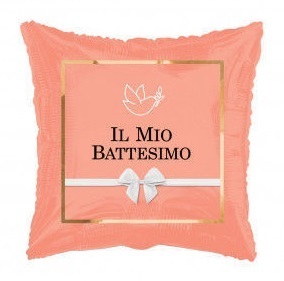 Palloncino Mylar Quadrato 18” Rosa Chic Il Mio Battesimo*