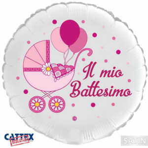 Palloncino Mylar 18” 45 cm Il Mio Battesimo Rosa – satinato *