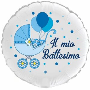 Palloncino Mylar 18” 45 cm Il Mio Battesimo Azzurro – satinato *