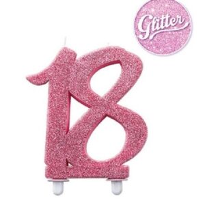 Candelina numero 18 Fucsia Glitter 12 cm *