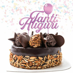 Cake Topper Tanti Auguri rosa *