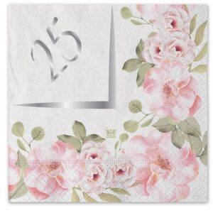 Tovaglioli 25×25 cm 25° Anniversario Floral 20 pezzi *