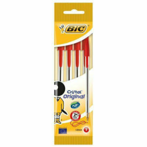 4 Penne Bic Cristal Original rosso