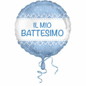 Palloncino Mylar 18” 45 cm Battesimo stelle azzurro *