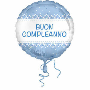 Palloncino Mylar 18” 45 cm Buon Compleanno stelle azzurro *