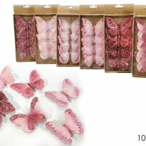 Set 4 farfalle Rosa con mollette *