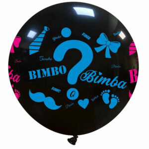 Palloncino in Lattice 34″ 87 cm Nero con Stampa Bimbo o Bimba? *