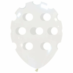 Palloncini in lattice 12” 30 cm trasparenti con pois Bianchi 100 pezzi *