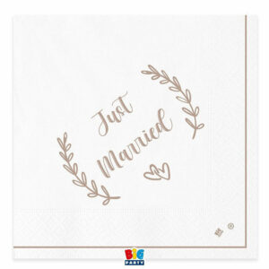 Tovaglioli 33×33 cm Just Married Kraft 20 pezzi *