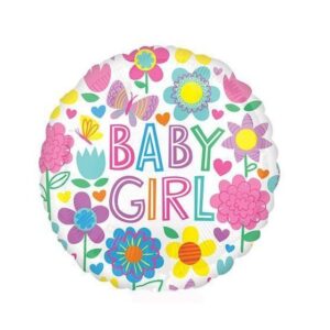 Palloncino Mylar 9” 15 cm Baby Girl floreale conf da 5 pz