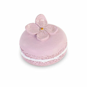 Magnete Macaron Cipria con fiori e glitter *