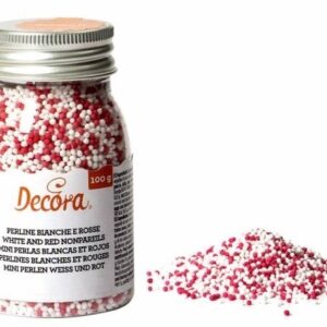 Decorazioni in Zucchero Perline Rosso e Bianco 100 grammi *