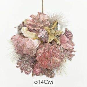 Appendino Sfera di Natale Rosa con Stelle diametro 14 cm *