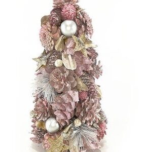 Albero Natalizio Decorato Rosa con Stelle altezza 30 cm *