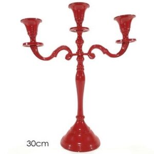 Candeliere in alluminio Rosso 3 Posti altezza 30 cm *