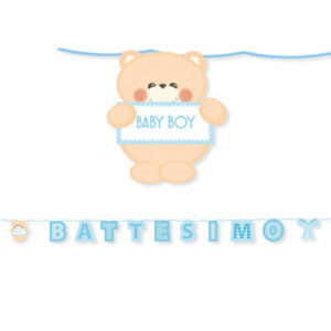 Kit Scritta maxi Battesimo Teddy Celeste 6 mt*