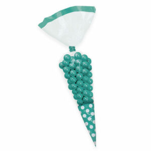 Sacchetti Cono Portacaramelle 25 cm Pois Acqua Marina 10 pz*