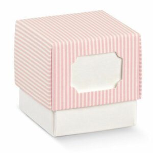 Scatola porta confetti Fleur riga rosa 5x5x5 cm 10 Pz*