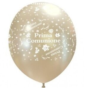 Palloncino in Lattice 5” Bianco Perla con stampa Prima Comunione 100 pz *