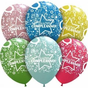 Palloncini in Lattice 12” 30 cm Multicolor con Stampa Compleanno 100 pz *