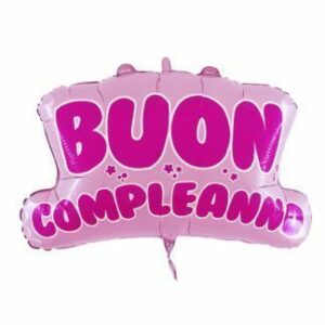 Palloncino Mylar Super Shape Buon Compleanno Rosa 76×67 cm *