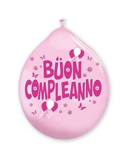 Palloncini Medium 26 cm Buon Compleanno Rosa 20 pz*