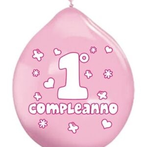 PALLONCINI 1° COMPLEANNO ROSA 20 pz *