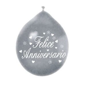 PALLONCINI METAL ANNIVERSARIO ARGENTO 20 pz *