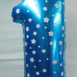 Palloncino Mylar Numero 1 Azzurro con Stelle 1 metro