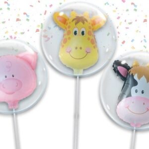 Palloncino Bubble Trasparente 61 cm con Mini Shape Animali 40 cm *