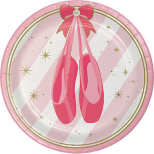 Piatti in carta per dessert 18 cm – Fantasia Ballerina Rosa 8 pz