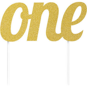 Cake Topper One Oro Glitter 15×7 cm