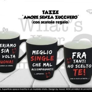 Tazza Mug Nera Opaca con Frase modelli assortiti *