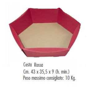 Cesta Esagonale Rossa 43×35,5×9 cm *